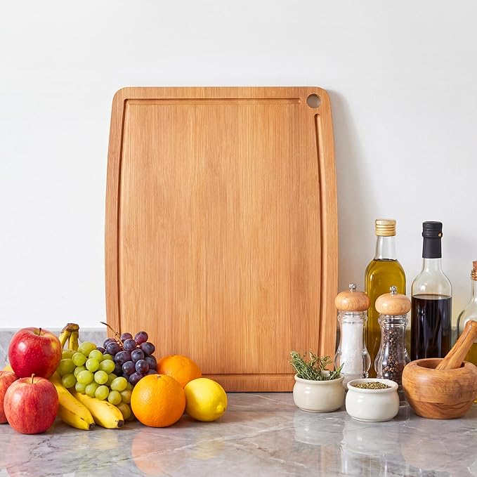 Bamboo Cutting Boards for Kitchen Set of 2, Carbonized Wood Cutting Board Set - Image 7