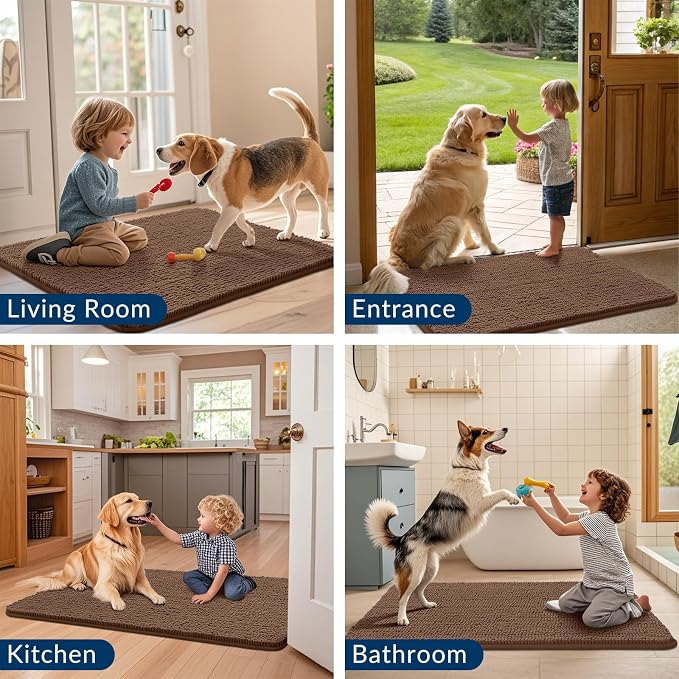 Smiry Dog Door Mat for Muddy Paws 47x24, Absorbent Dirt Trapper, Non-Slip - Image 7