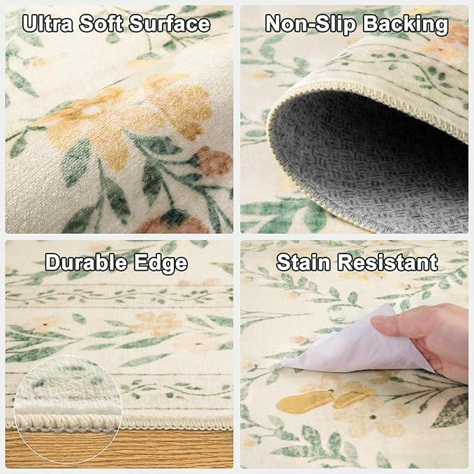 Runner Rug for Entryway: 2x5 Kitchen Rugs Non Slip Washable Ultra-Thin Soft - Image 8