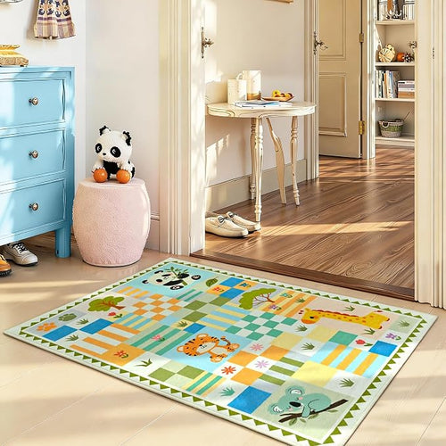 2×3 Small Green Area Rug for Kids Bedroom, Washable Entryway Rug Non Slip - Image 2