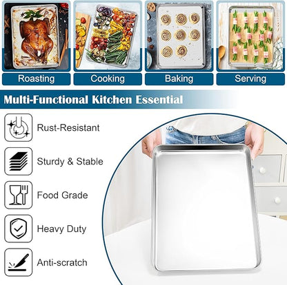 E-far Baking Sheet with Wire Rack, Large Stainless Steel Cookie Sheets Pan & - Image 4