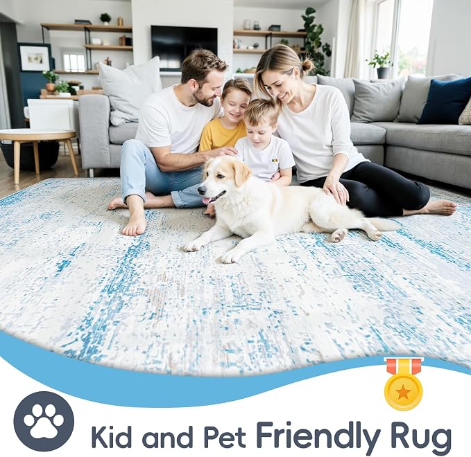 9x12 Area Rugs Washable Rug:Anti-Skid Abstract Modern Living Room Rug Soft Thin - Image 4