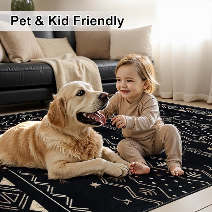SERISSA Hallway Runner Rug, 2x10 Washable Non-Slip Black Gold Grad Runners - Image 7