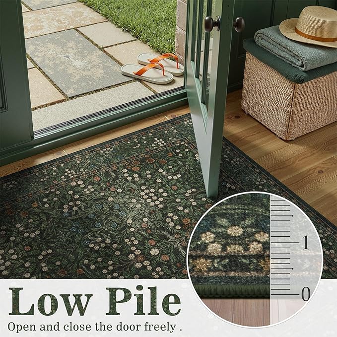 DCX Green 8x10 Area Rugs, Machine Washable Non Slip Stain Resistant Soft - Image 7