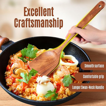Wooden Spoons for Cooking, Comfortable Grip, Heat Resistant Kitchen Utensils - Image 7
