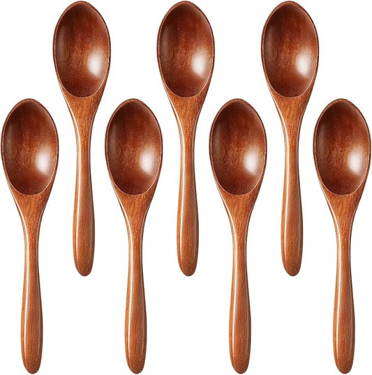 7pcs Small Wooden Spoons for Honey, Coffee Little Wood Table Spoon for Eating by Morgles