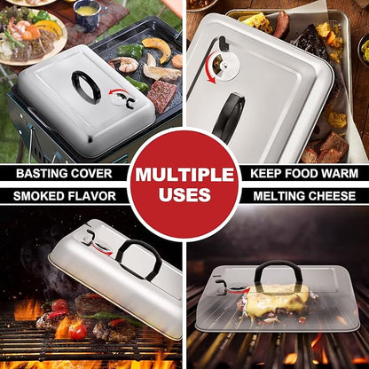 13x 9.75Inch Cheese Melting Domes, HaSteeL Rectangular Basting Steam Cover - Image 4