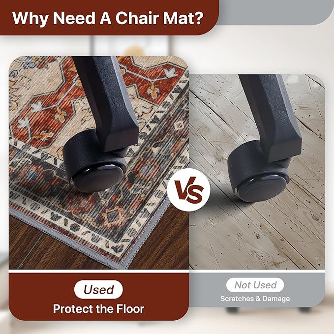 30"x48" Office Chair Mat for Hardwood Tile Floor, Under Desk Carpet Protector - Image 4