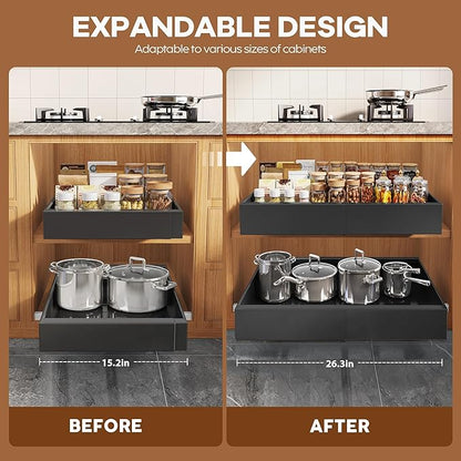 Seinloes 4 Pack Expandable Width Pull Out Cabinet Organizer 21" Deep - Image 3