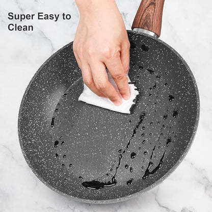 M MELENTA Granite Pots and Pans Set Non Stick, 11 Piece Die-Cast Induction - Image 6