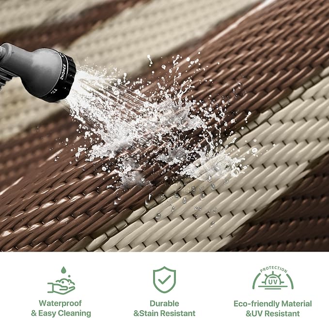 GENIMO Outdoor Rug Waterproof for Patio Decor, Camping Mat for Outdoor - Image 5