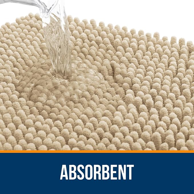 OLANLY Bathroom Rugs 32x20, Extra Soft Absorbent Chenille Bath Rugs, Rubber - Image 4
