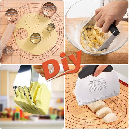 Biscuit Cutter, Pastry Cutter, Bench Scraper, Silicone Pastry Dough Baking Mat - Image 3