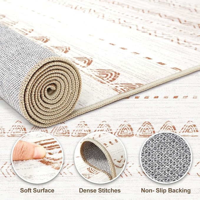 Nakagishi Runner Rug Kitchen Washable Rugs: 2x6 Non-Slip Boho Soft Modern Stain - Image 3