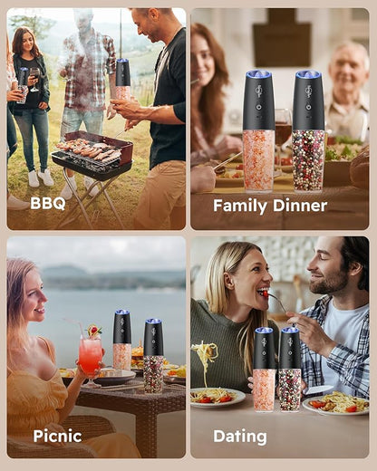 Sangcon Gravity Electric Salt and Pepper Grinder Set Shakers - Image 9