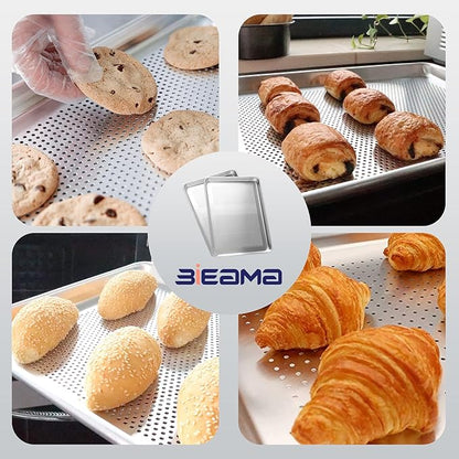 BIEAMA 12 Pack Half Size 18" x 13" Aluminum Baking Sheet Pan Perforated - Image 8