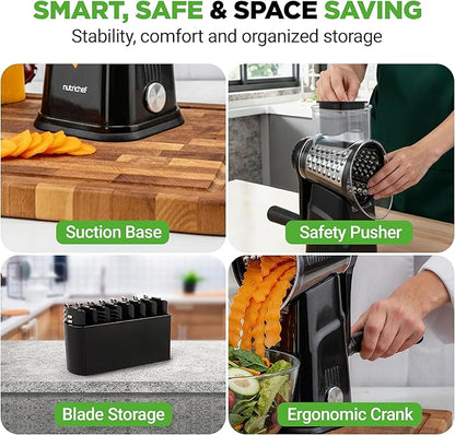 NutriChef 5 in 1 Cheese Grater & Shredder | 5 Different Blades - Image 7