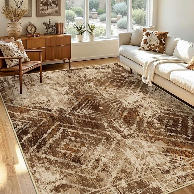 BESTSWEETIE Area Rug 9x12 Rug Machine Washable Non-Slip Low Pile Print Pattern - Image 9