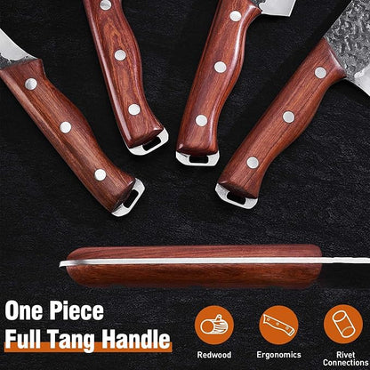 Naitesen 4PCS Butcher Knife and Kitchen Knife Set, Hand Forged Very Sharp - Image 6