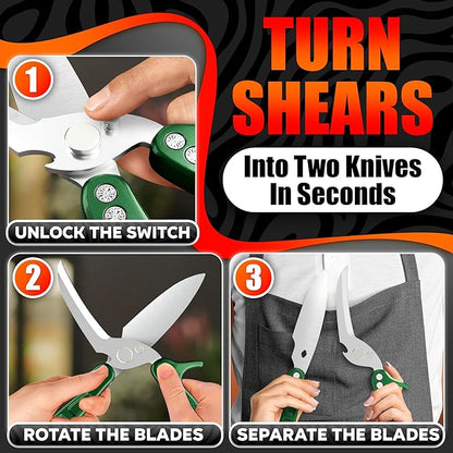 Heavy Duty Poultry Shears – Kitchen Shears Dishwasher Safe, Spring-Loaded - Image 6