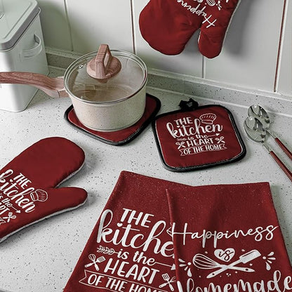 Sratte 6 Pcs Kitchen Decor Accessories Set Farmhouse Towels Pot Holders Oven - Image 7