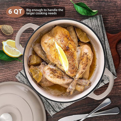 E-far 6 Quart Enameled Cast Iron Dutch Oven, Round Dutch Oven Pot - Image 6