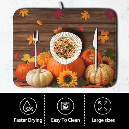 AutumnThanksgiving Pumpkin Dish Drying Mat - Image 4