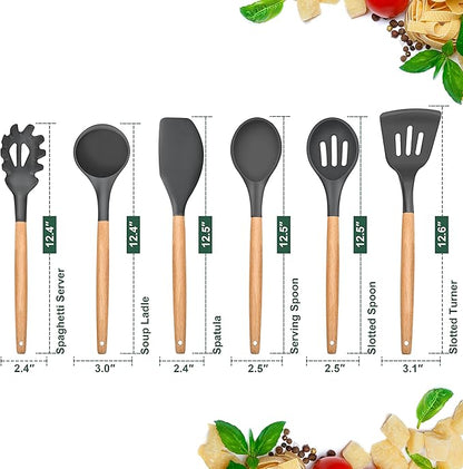 E-far Cooking Utensils Set of 6, Silicone Kitchen Utensils - Image 2