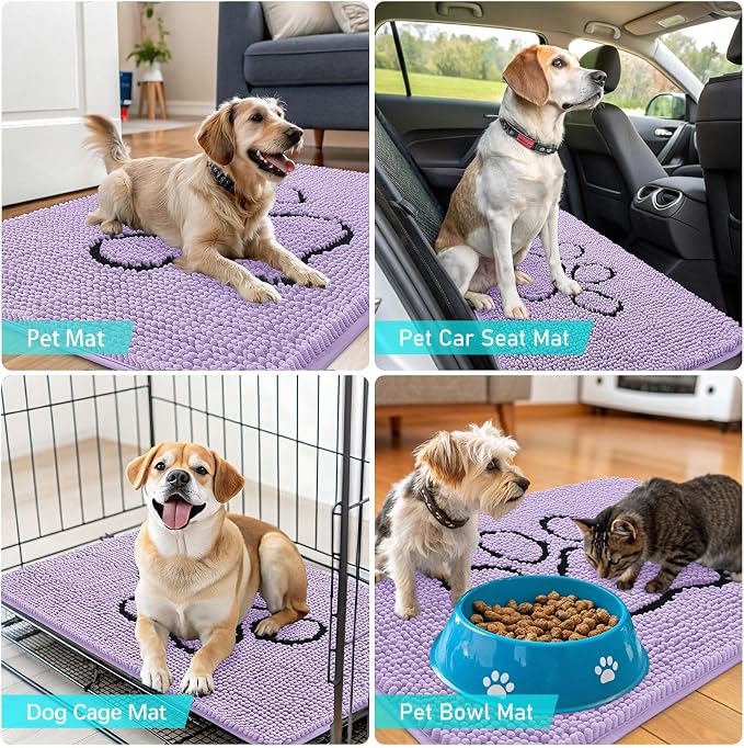 OLANLY Dog Door Mat for Muddy Paws 48x30, Paw Print Design, Absorbs Moisture - Image 7