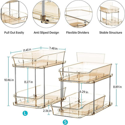 Delamu 2-Tier Under Sink Organizers and Storage, Pull Out Kitchen Pantry - Image 5