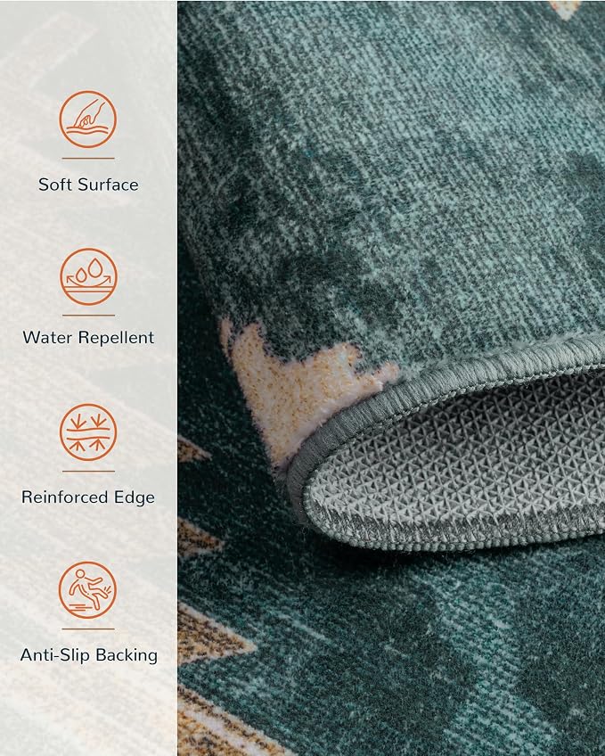 BESTSWEETIE Area Rug 4x6 Rug Machine Washable Non-Slip Low Pile Print Pattern - Image 2