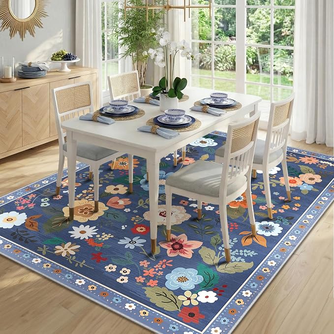 RELEANY Floral 5x8 Area Rugs Washable Print Boho Cute Carpet Non Slip Flower - Image 8