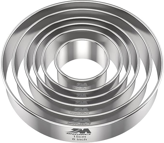 M JNGMEI 6 Pieces Stainless Steel Cookie Biscuit Cutter Set 2'' by MJINGMEI