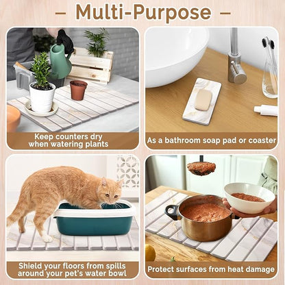 Large Stone Dish Drying Mat for Kitchen Counter, Quick Dry Stone Dishes Mats - Image 6