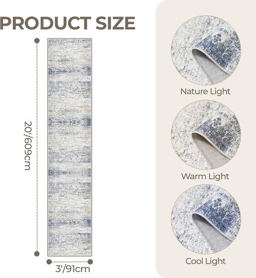3x20 Washable Runner Rug for Hallway, Non-Slip Long Hallway Runner for Entryway - Image 2
