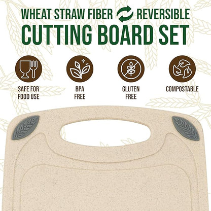 AXIOM CREATIONS 2-Piece Reversible Cutting Board Set Made from Natural Food - Image 3