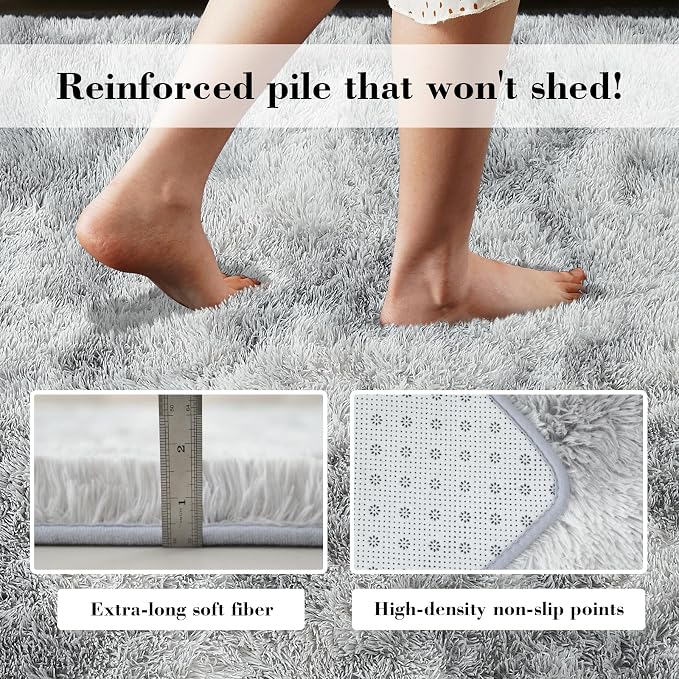 yongyangjuxin Fluffy Rug Shag Area Rug, Mottling Grey 9x12 Area Rugs - Image 6