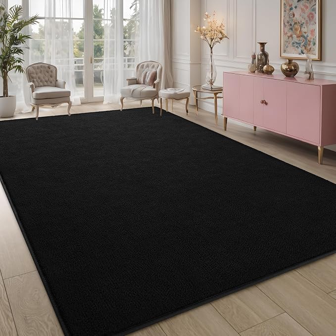 Pettop 7x10 ft Black Area Rugs for Bedroom Living Room, Washable Memory Foam - Image 7