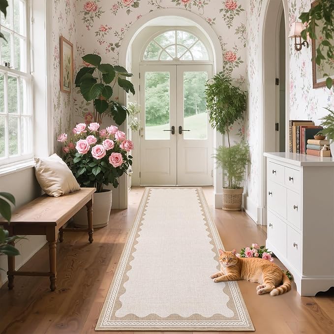 GarveeHome Scalloped Beige 2.5x8 Runner Rug - Image 2