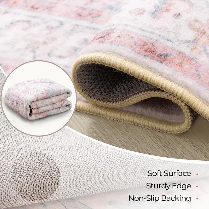 CAPALOCA Machine Washable Rugs Nursery Rug 4x6 Cute Girl Non Slip Low Pile - Image 4