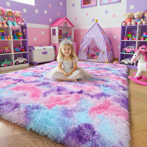 Amdrebio Hot Pink Rainbow Area Rug by Amdrebio