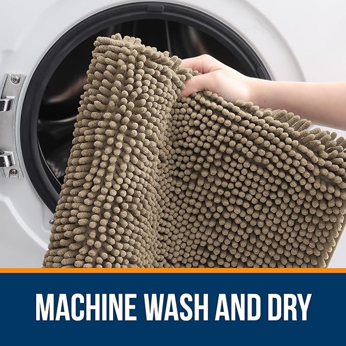 OLANLY Bathroom Rugs 30x20, Extra Soft Absorbent Chenille Bath Rugs, Rubber - Image 5