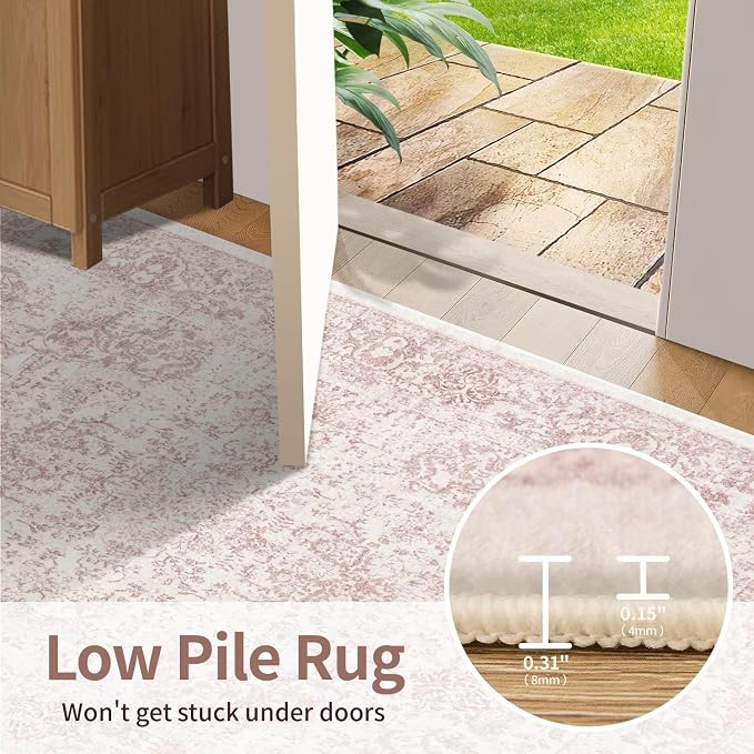 Rugxara 6x9 Washable Area Rug for Living Room & Bedroom, Large Light Pink Rugs - Image 6