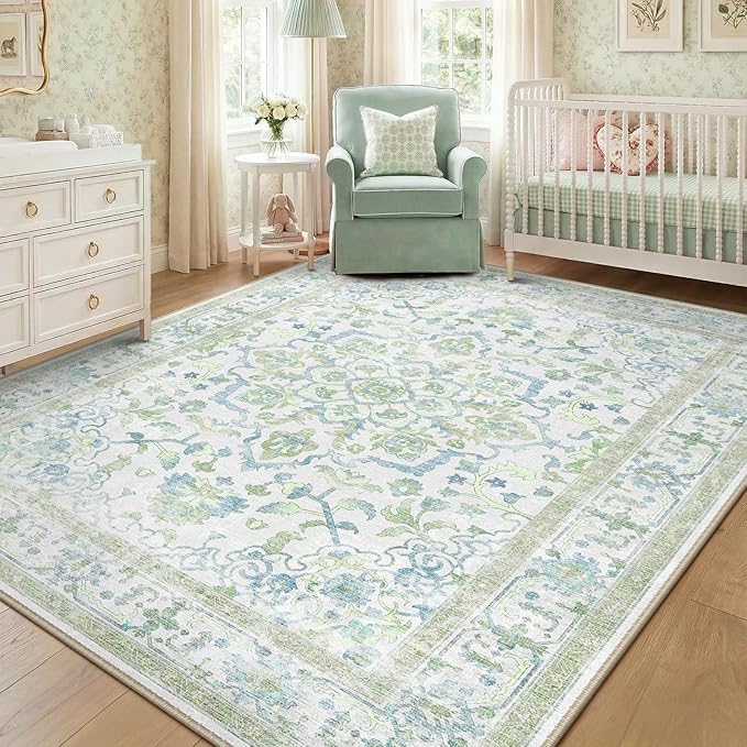 CAPALOCA Machine Washable Rugs Nursery Rug 3x5 Cute Girl Non Slip Low Pile - Image 8