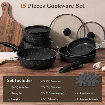 SODAY 15Pcs Pots and Pans Set Non Stick, Cookware Sets - Image 2