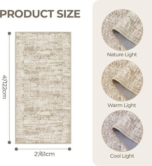 2x4 Washable Rug Runner for Bathroom, Soft Entryway Rug for Laundry Room - Image 2