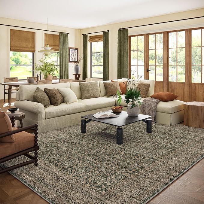 Machine Washable Rugs for Living Room: 9x12 Area Rugs Boho Vintage Rugs Stain by palohom