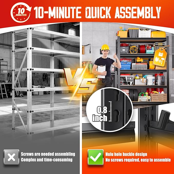 Garage Shelving-2050 lbs 5 Tier Storage Shelves, Adjustable Heavy Duty Metal - Image 6