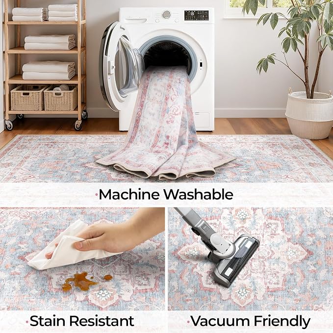 CAPALOCA Machine Washable Rugs Nursery Rug 3x5 Cute Girl Non Slip Low Pile - Image 5