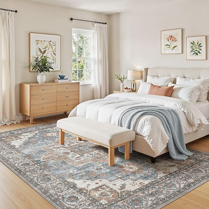 5x7 Area Rugs Living Room: Washable Vintage Rug Large Non-Slip Stain Resistant - Image 5